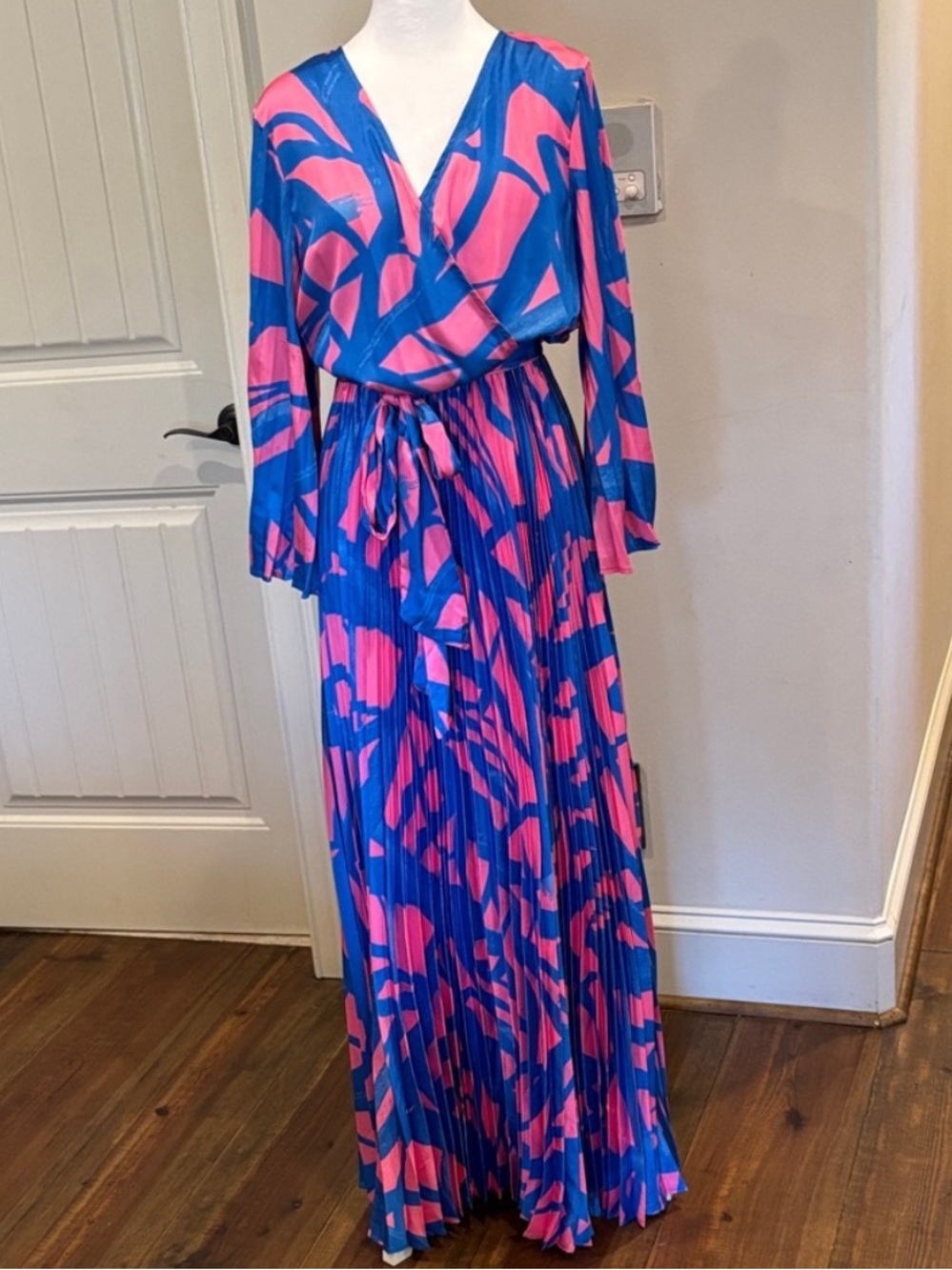 Flying Tomato Pink and Blue Long Sleeve Dress- gender reveal dress